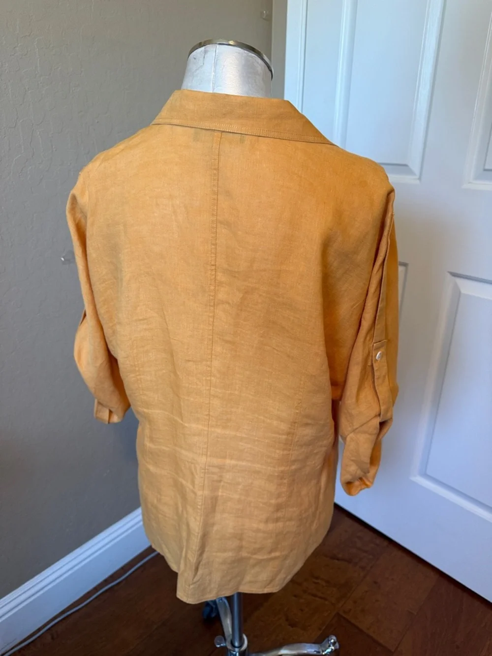 Lafayette 148 New York 100%Linen Button Front Shirt Orange Size 12 Relaxed Fit - Picture 11 of 17